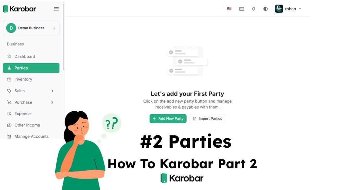How to Use Karobar | Web Version | #2 Parties